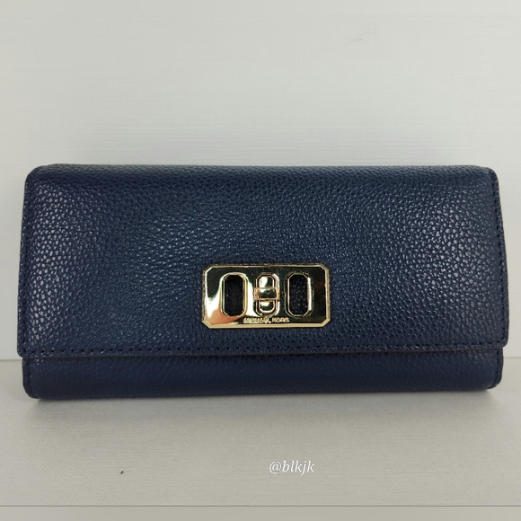 Michael Kors Karson Large Leather Satchel And Wallet Set *Denim/Navy* EUC - Picture 13 of 17